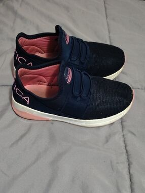 Nautica  Girls  Navy and Pink Athletic Slip-On Sneakers